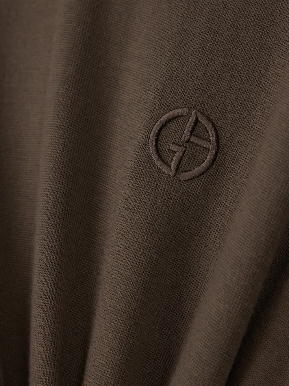 Giorgio Armani Sweater met geborduurd logo en hoge hals Bruin
