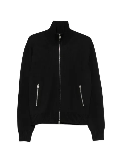 TOM FORD leather-patch zip-up cardigan