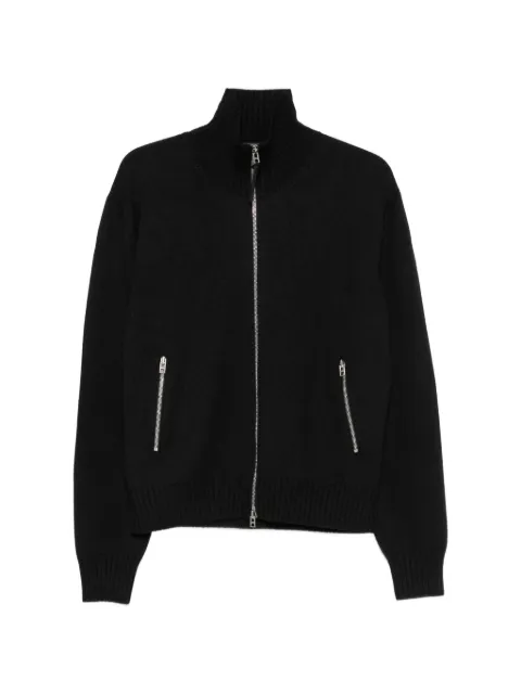 TOM FORD leather-patch zip-up cardigan