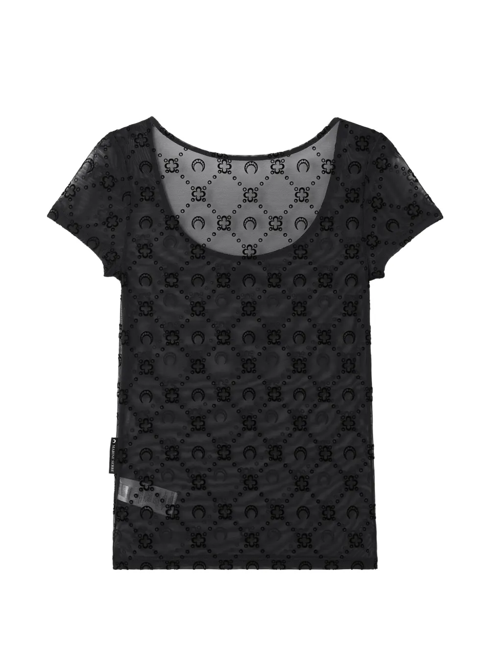 Marine Serre Gerecyclede mesh top met open hals Zwart