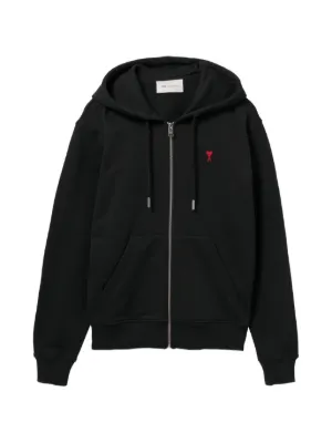 AMI Paris Ami De Coeur Zipped Hoodie | Black | FARFETCH