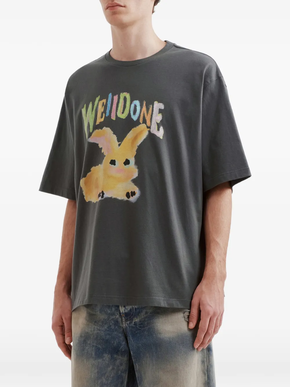 We11done T-shirt met grafische print Grijs