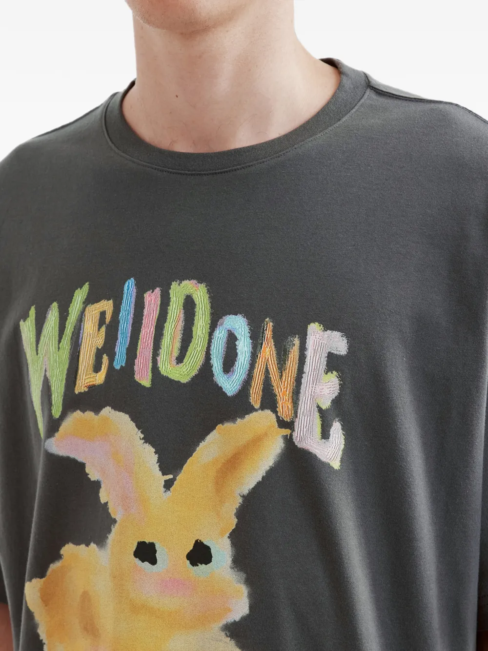 We11done T-shirt met grafische print Grijs