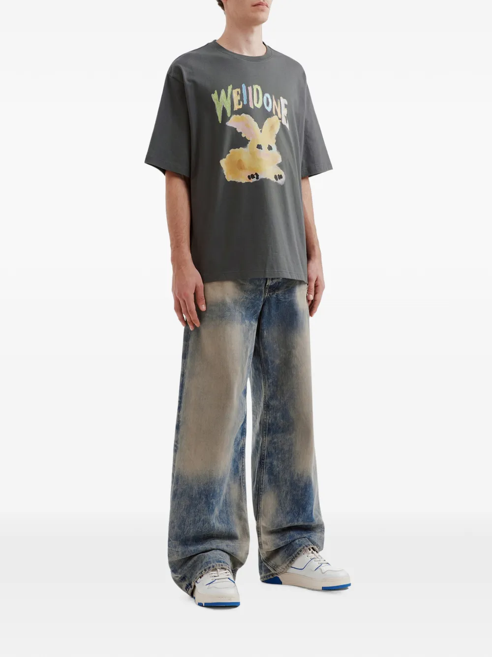We11done T-shirt met grafische print Grijs