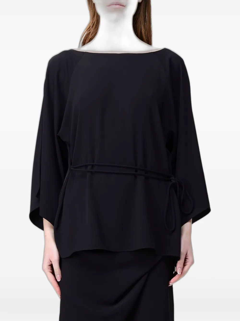 Hanita belted boat-neck blouse - Nero