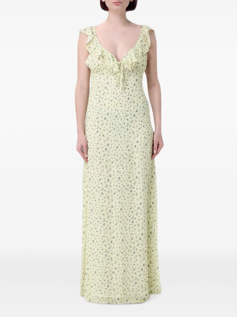 MAR DE MARGARITAS Cecilia floral-print ruffled maxi dress - Nude