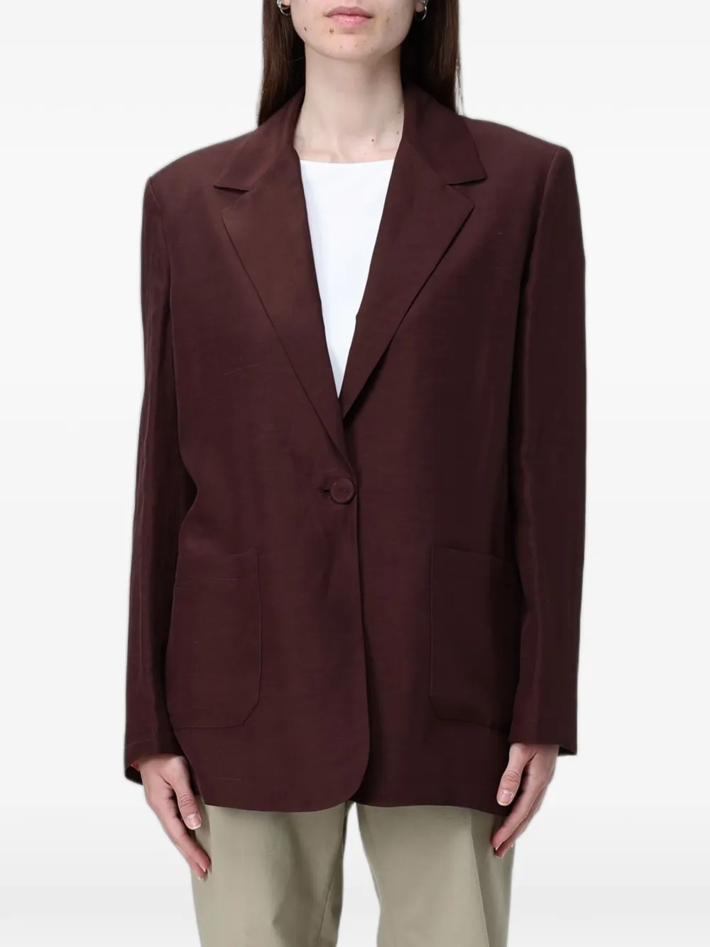 Hanita single-breasted patch-pocket blazer - Marrone