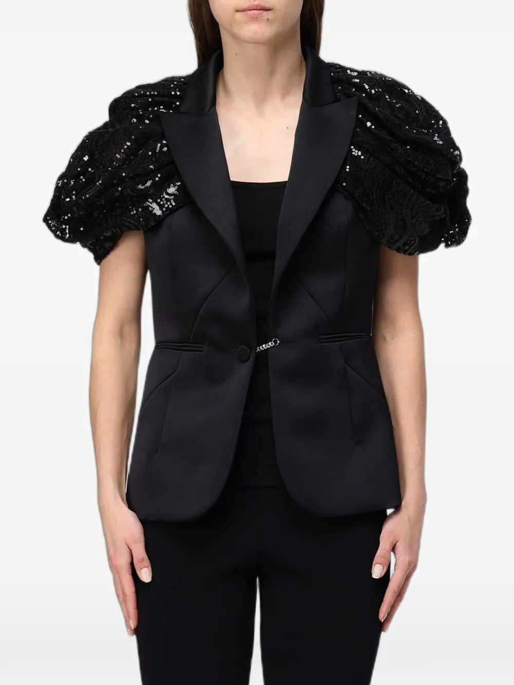 Antonio Marras sequin-embellished lace-sleeve jacket - Black