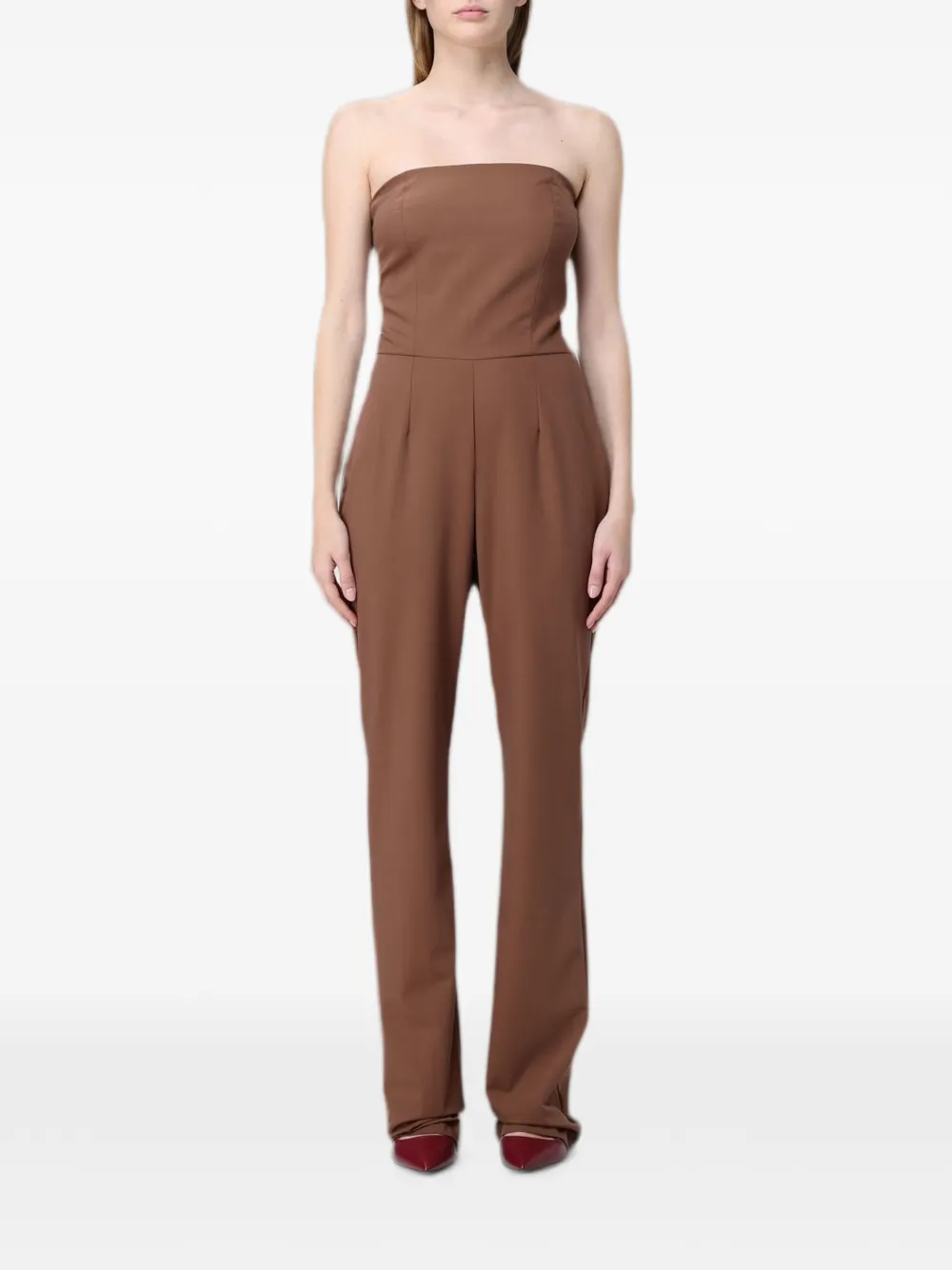 MAR DE MARGARITAS strapless darted jumpsuit - Marrone