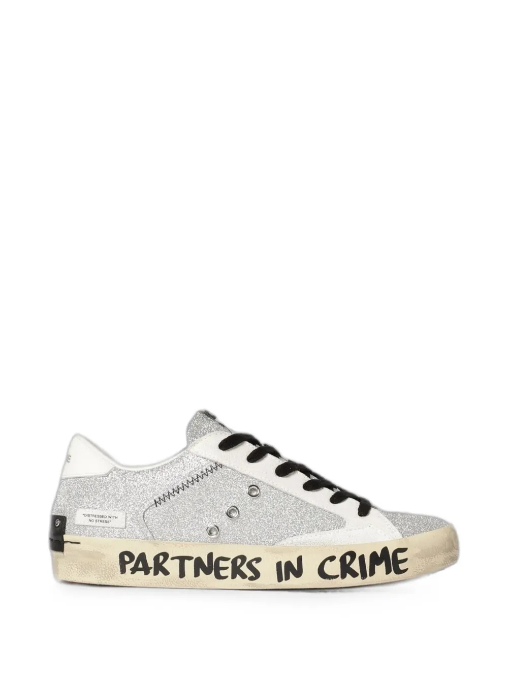 Crime London distressed glitter-detail sneakers Zilver