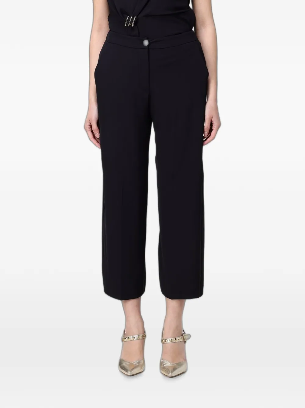Hanita crepe-texture cropped trousers - Nero
