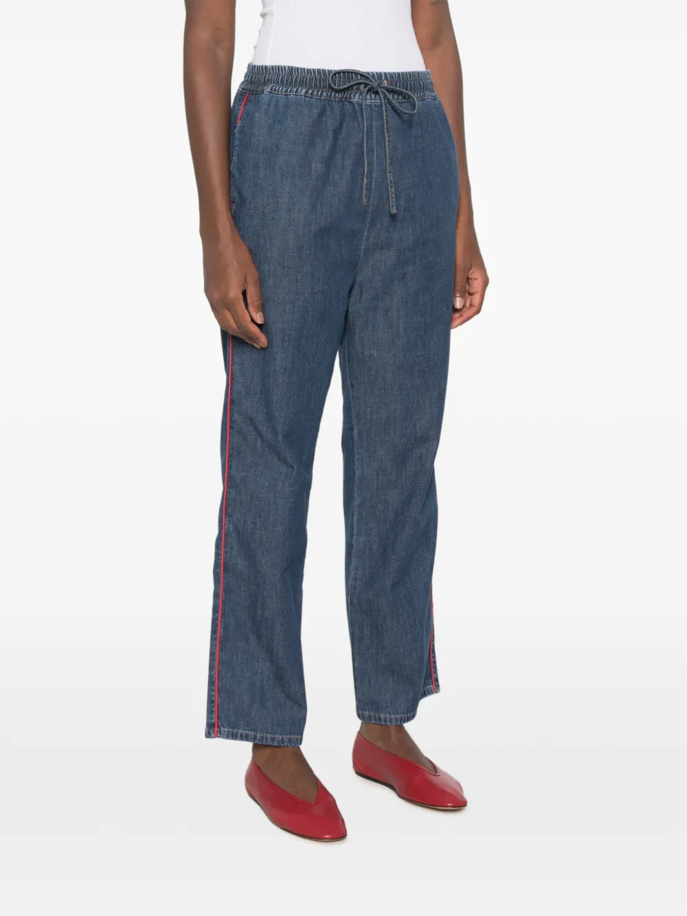 Valentino Garavani Jeans met contrasterende afwerking en trekkoordtaille Blauw