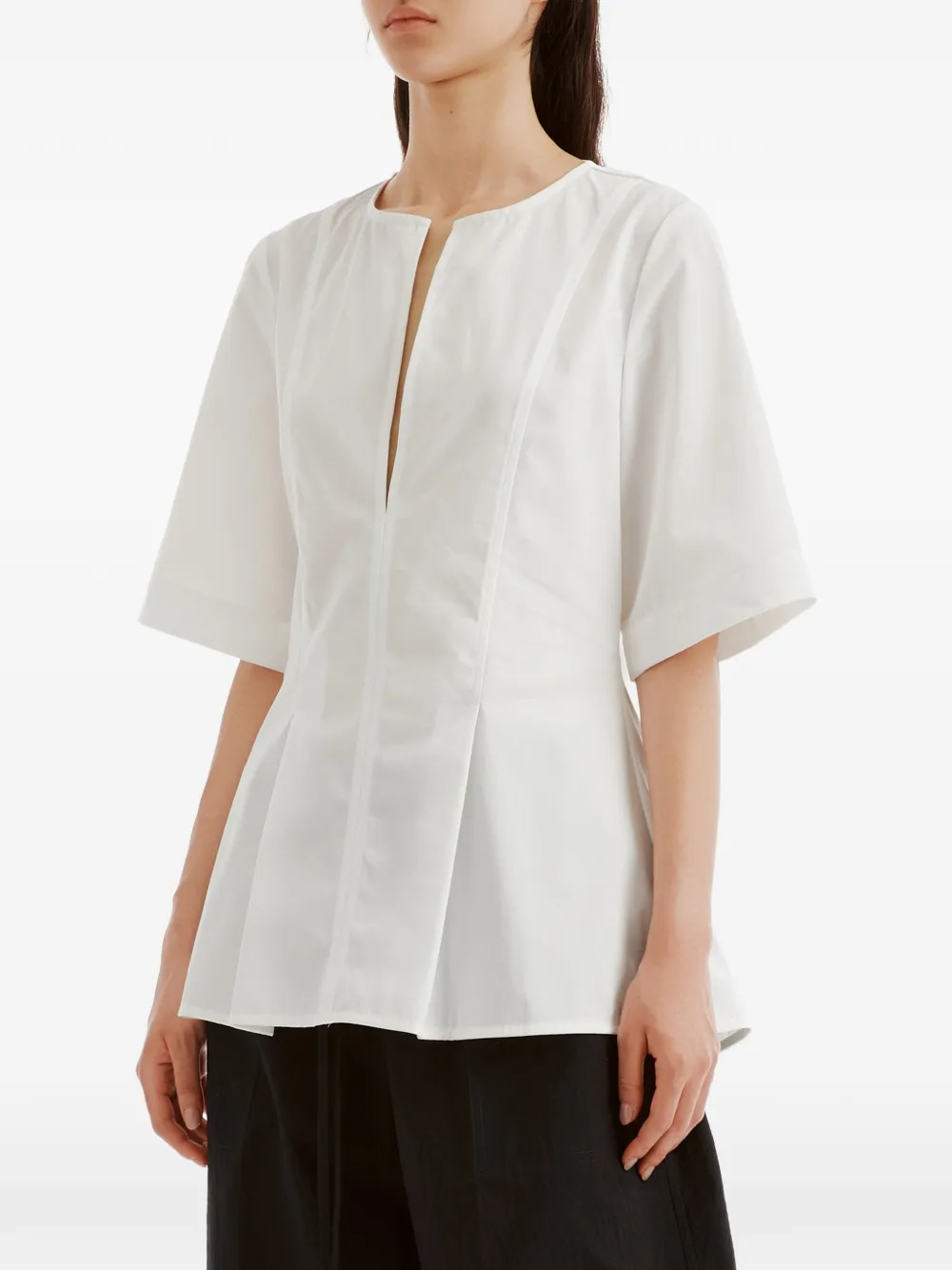 TOTEME Geplooide blouse met split in de hals Wit