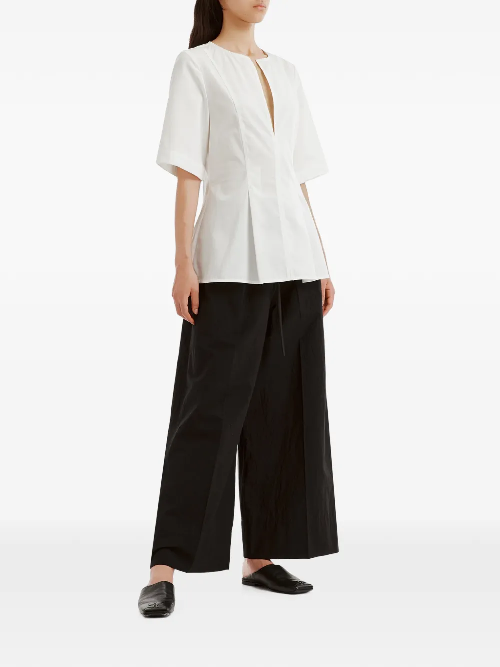 TOTEME Geplooide blouse met split in de hals Wit