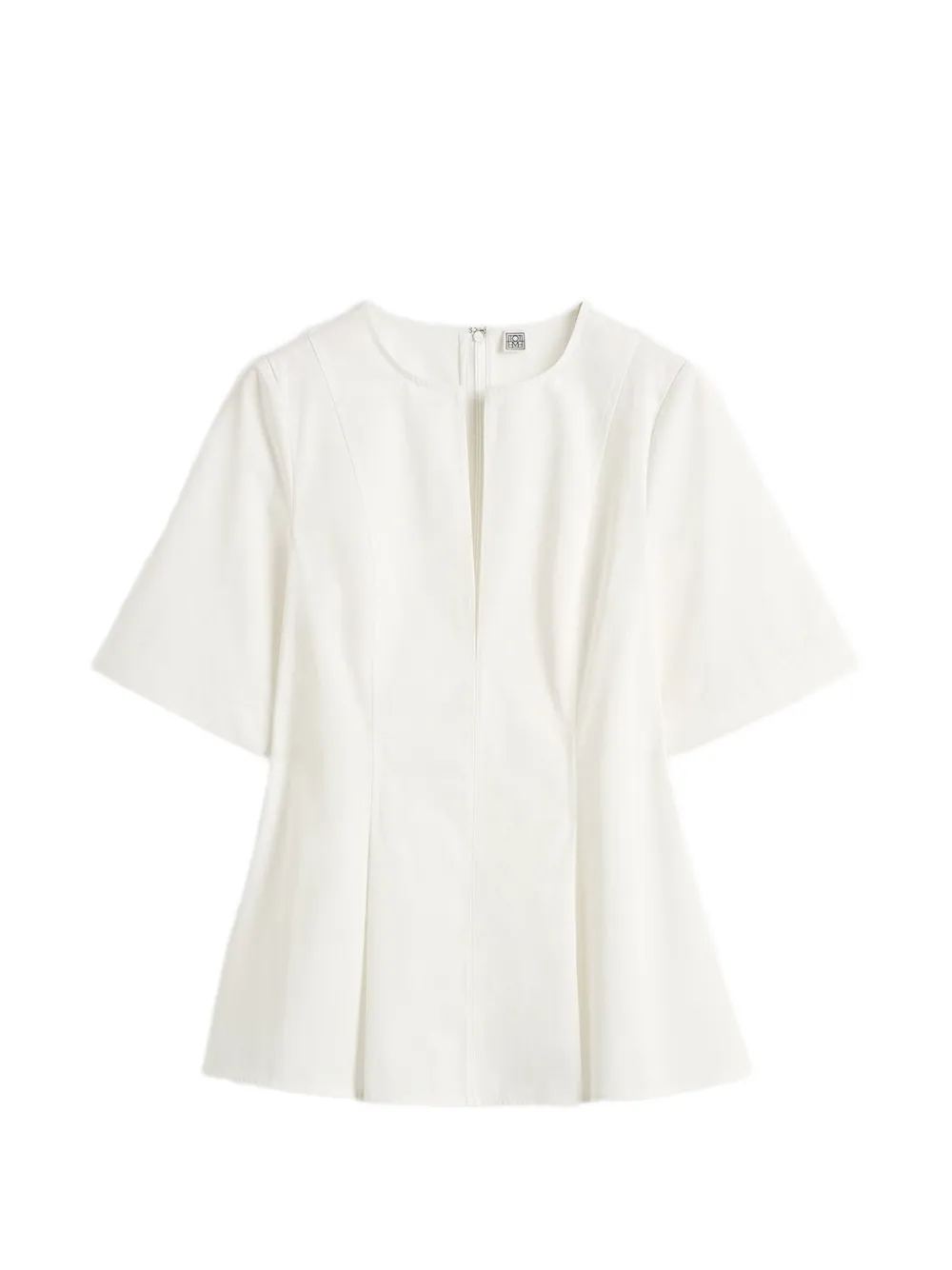 TOTEME split-neck pleated blouse - Bianco