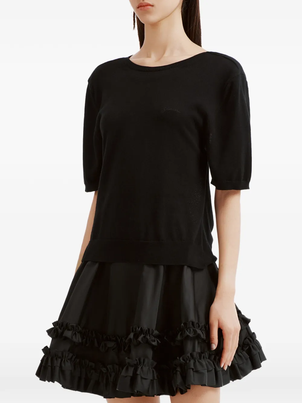 GANNI cut-out tie-fastening sweater - Nero