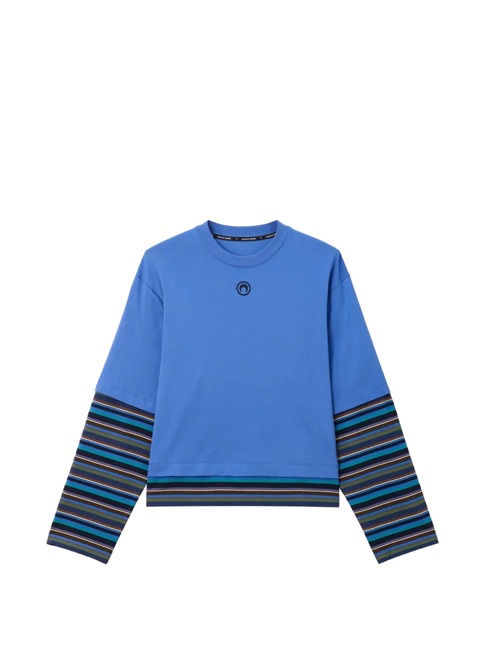 Marine Serre layered-sleeve moon-patch T-shirt - Blau