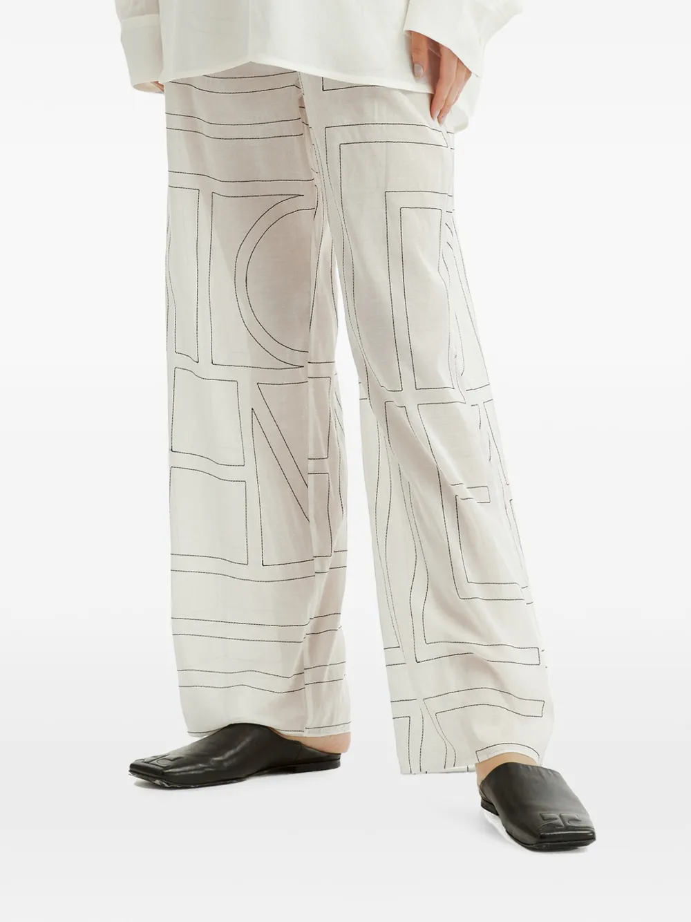 TOTEME Broek met geborduurd logo Wit