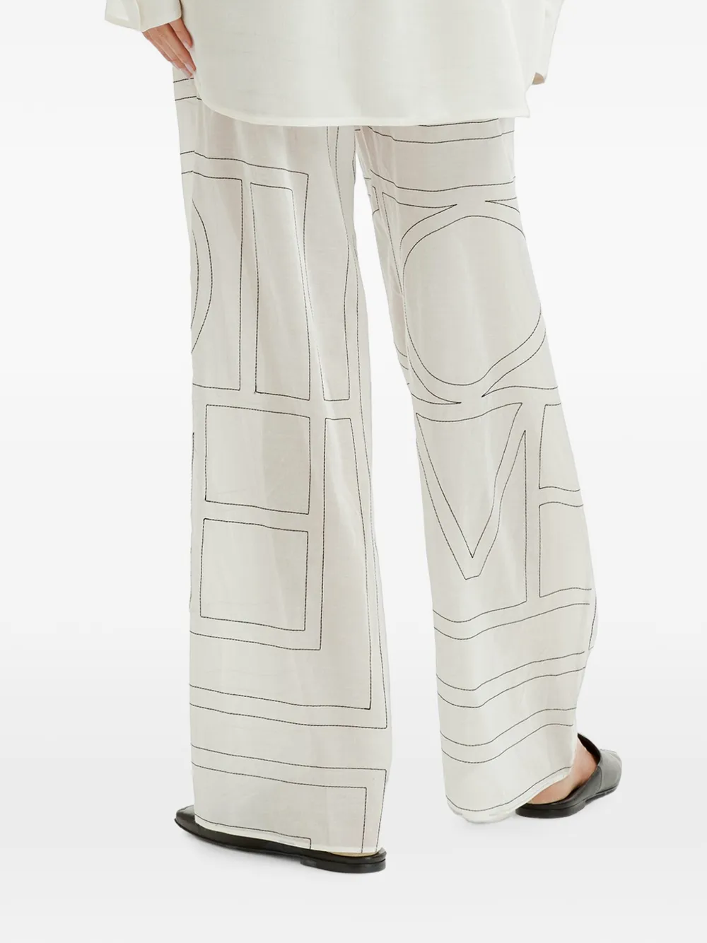 TOTEME Broek met geborduurd logo Wit