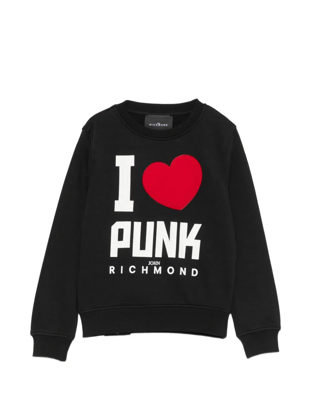 John Richmond Junior slogan-print heart-detail sweatshirt - Nero