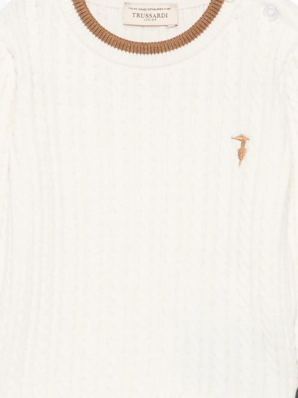 TRUSSARDI JUNIOR Kabelgebreide trui met knoopdetail Beige