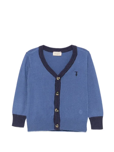 TRUSSARDI JUNIOR logo-embroidered contrast-trim cardigan