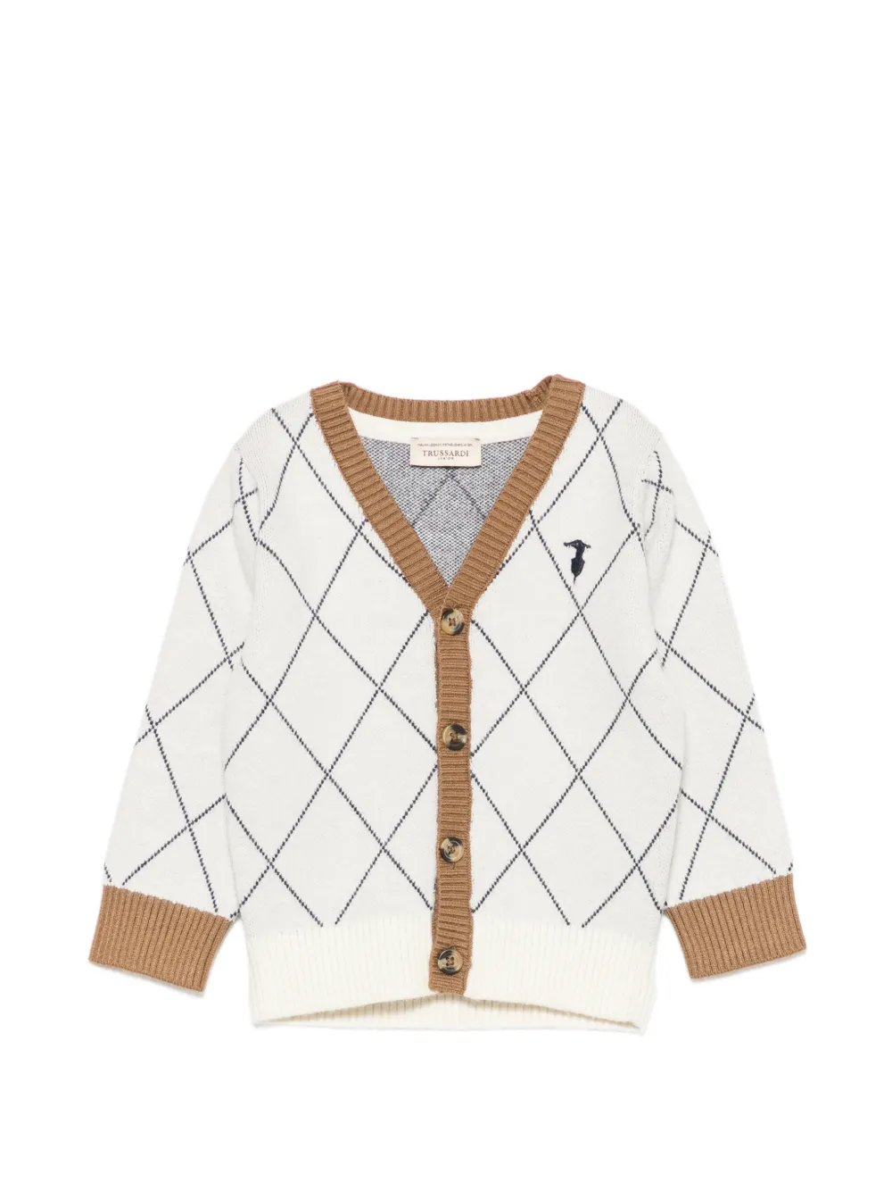 TRUSSARDI JUNIOR diamond-pattern cardigan - Bianco