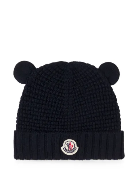 MONCLER GRENOBLE KIDS gorro con parche del logo y detalle de orejas