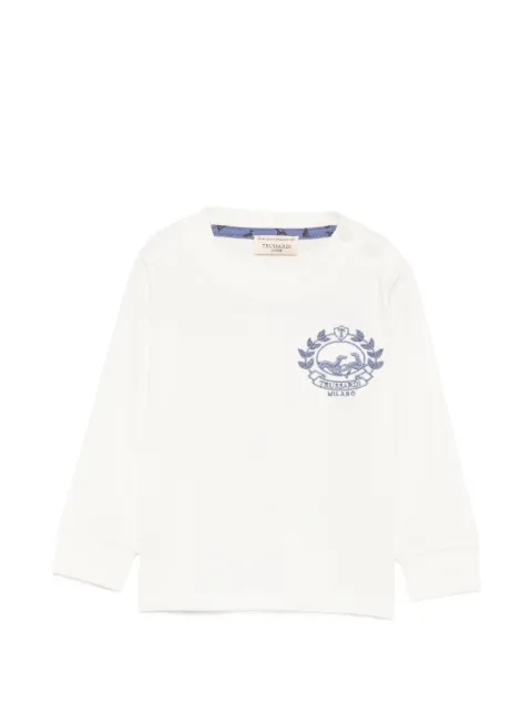 TRUSSARDI JUNIOR logo-embroidered shoulder-button top