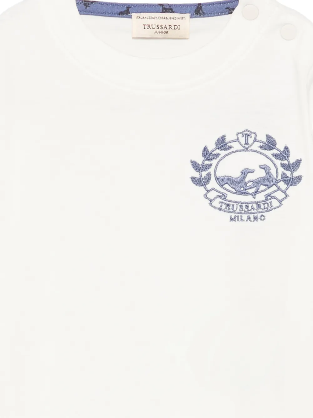 TRUSSARDI JUNIOR T-shirt met geborduurd logo en schouderknoop Beige