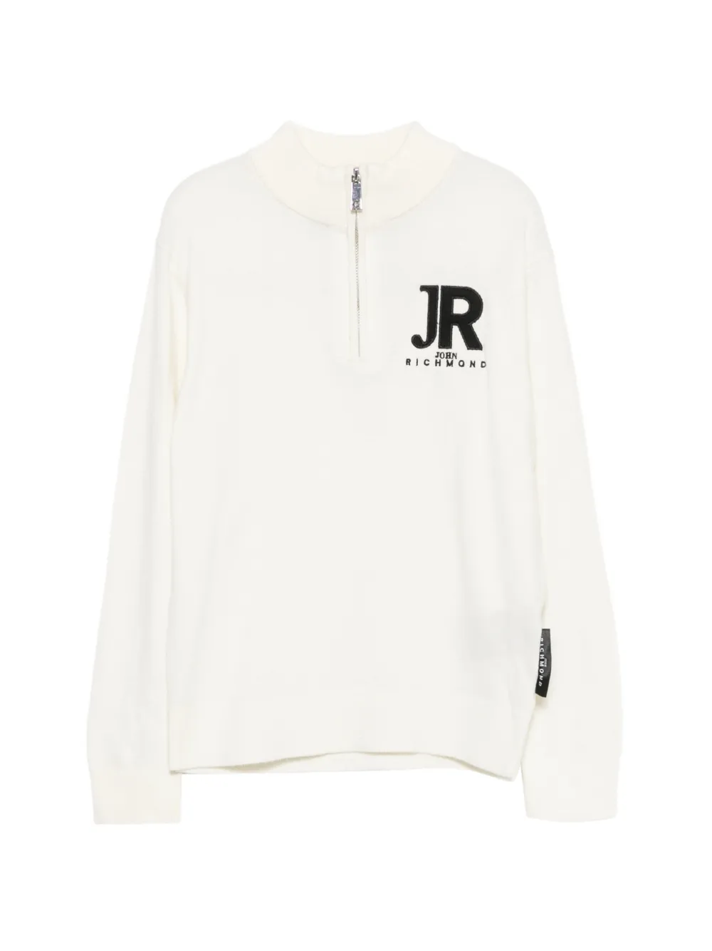 John Richmond Junior logo-embroidered quarter-zip sweater - Toni neutri