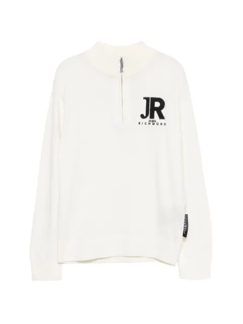 John Richmond Junior pull à logo brodé et col zippé