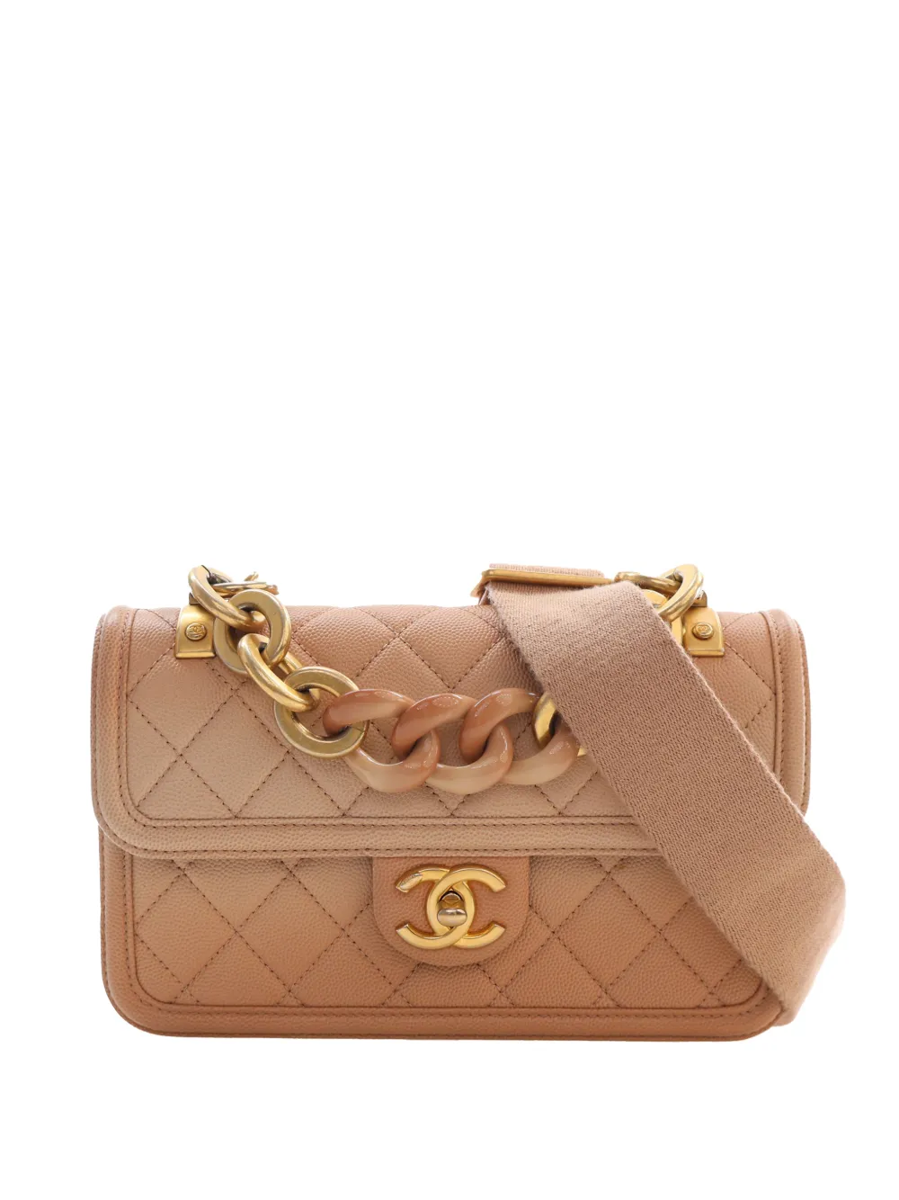 CHANEL Pre-Owned 2019 Small Quilted Caviar Sunset On The Sea Flap satchel - Toni neutri