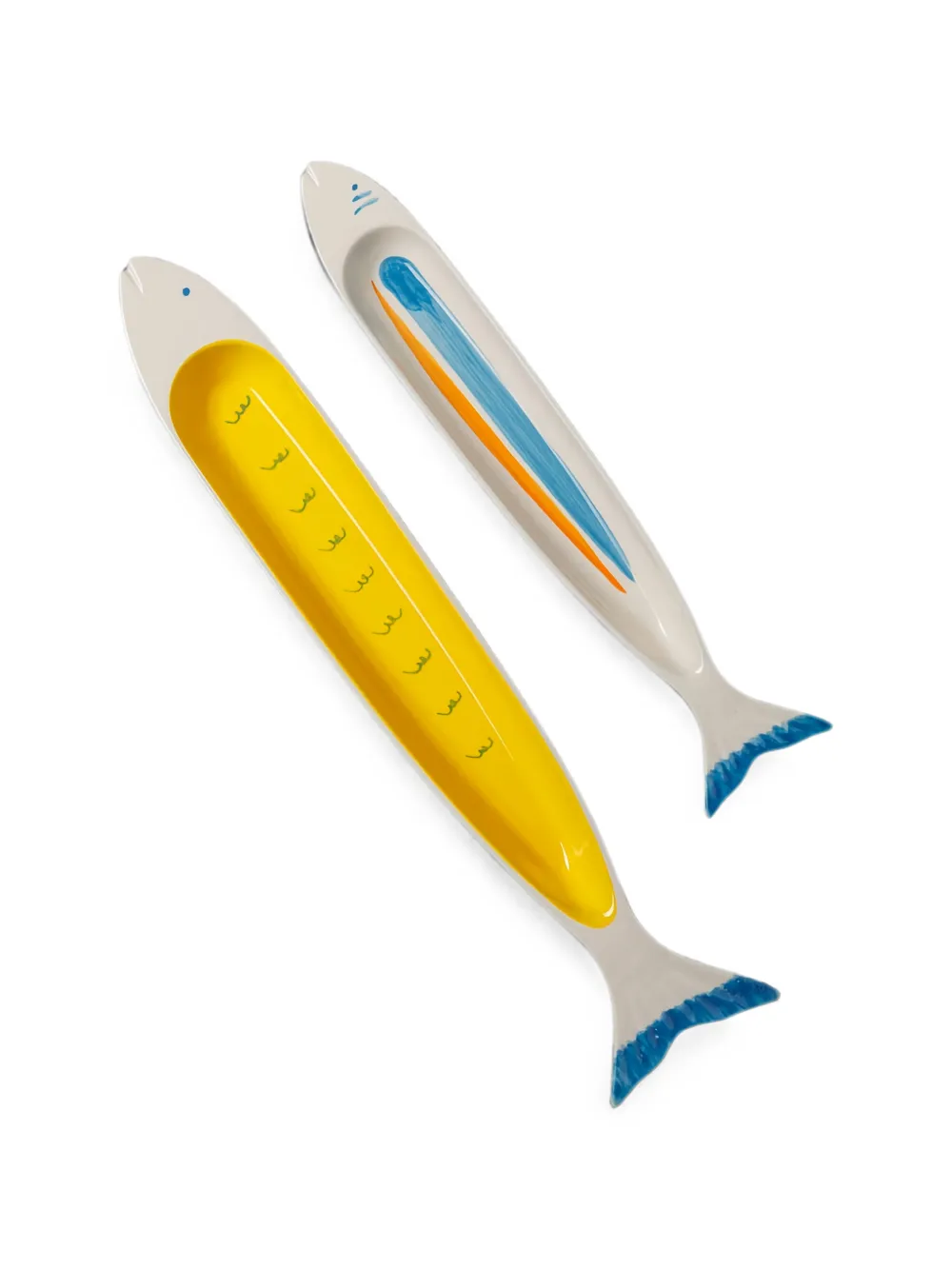CU I SEEYOU fish-shaped hand-painted trays (set of two) - Weiß