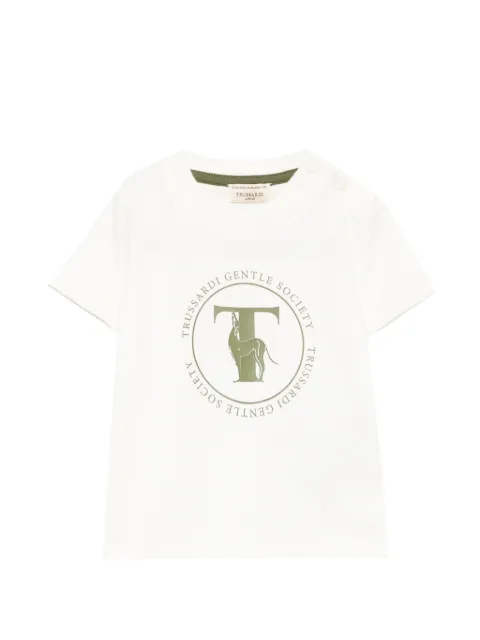TRUSSARDI JUNIOR logo-print press-stud T-shirt