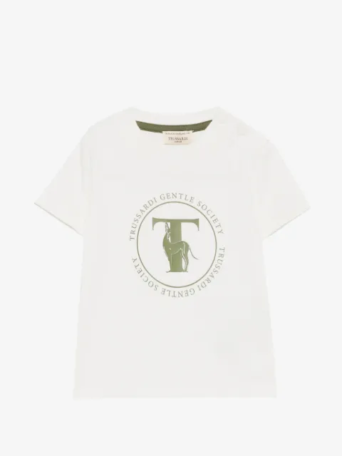 TRUSSARDI JUNIOR logo-print shoulder-button T-shirt