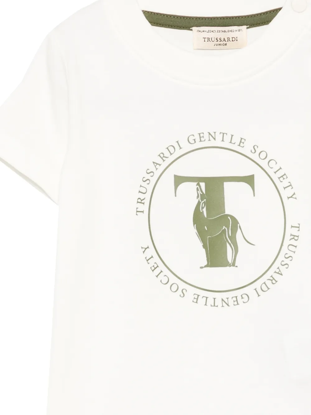 TRUSSARDI JUNIOR T-shirt met logoprint en knoop op de schouders Beige