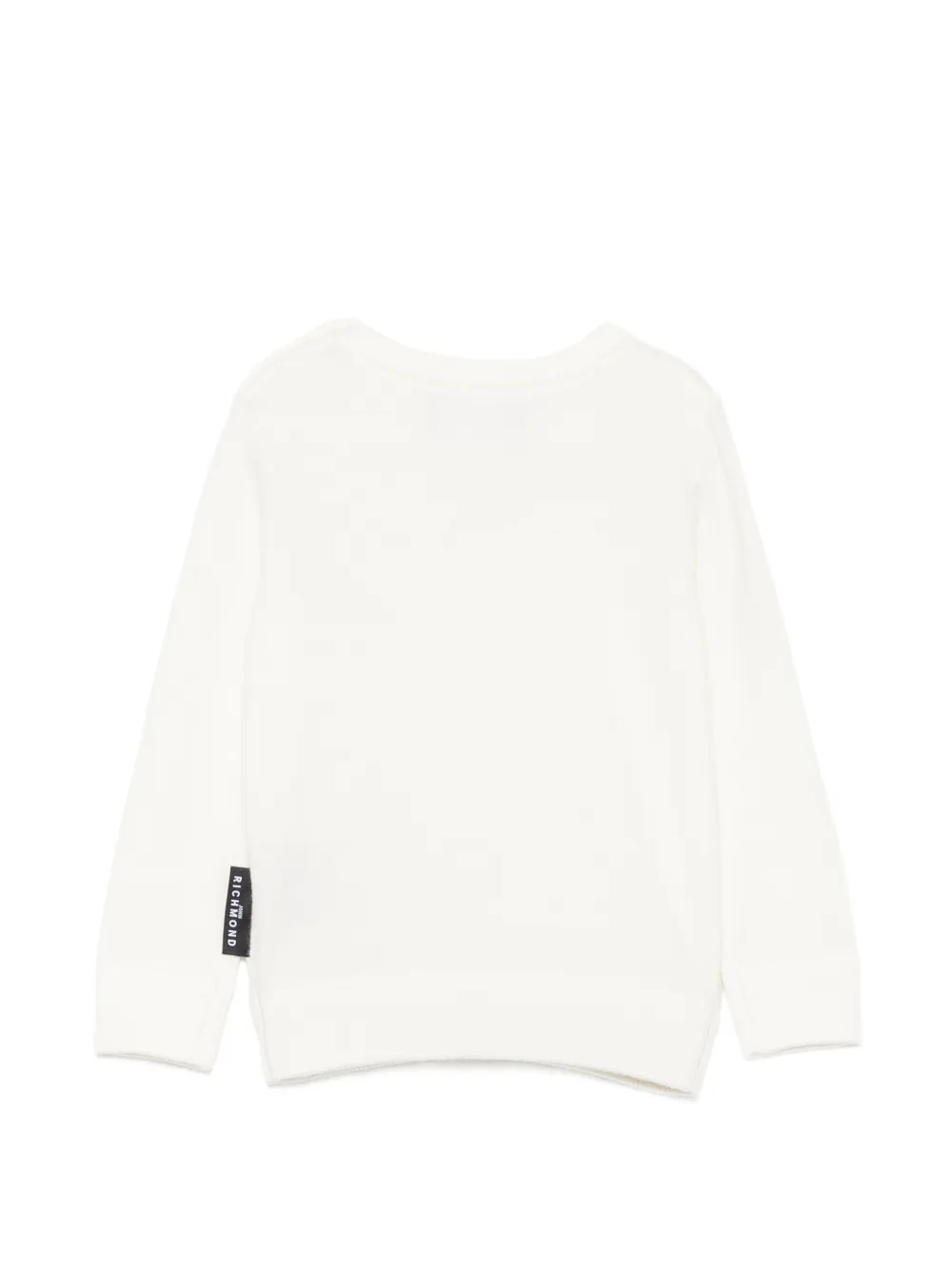 John Richmond Junior Trui met knoop op de schouder en logo-patch Beige