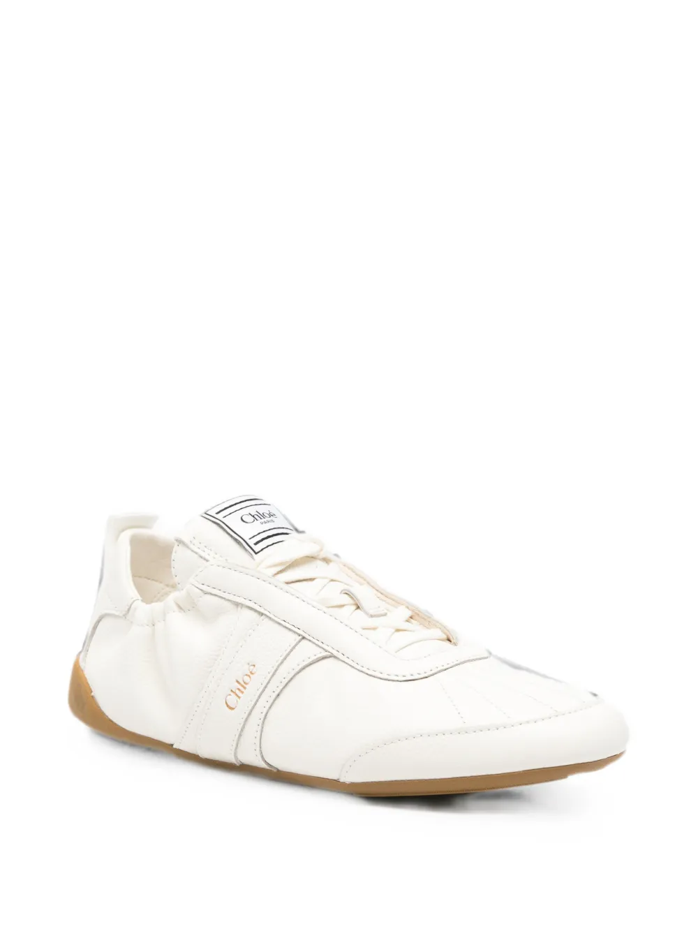 Chloé Kick logo-print lace-up sneakers Beige