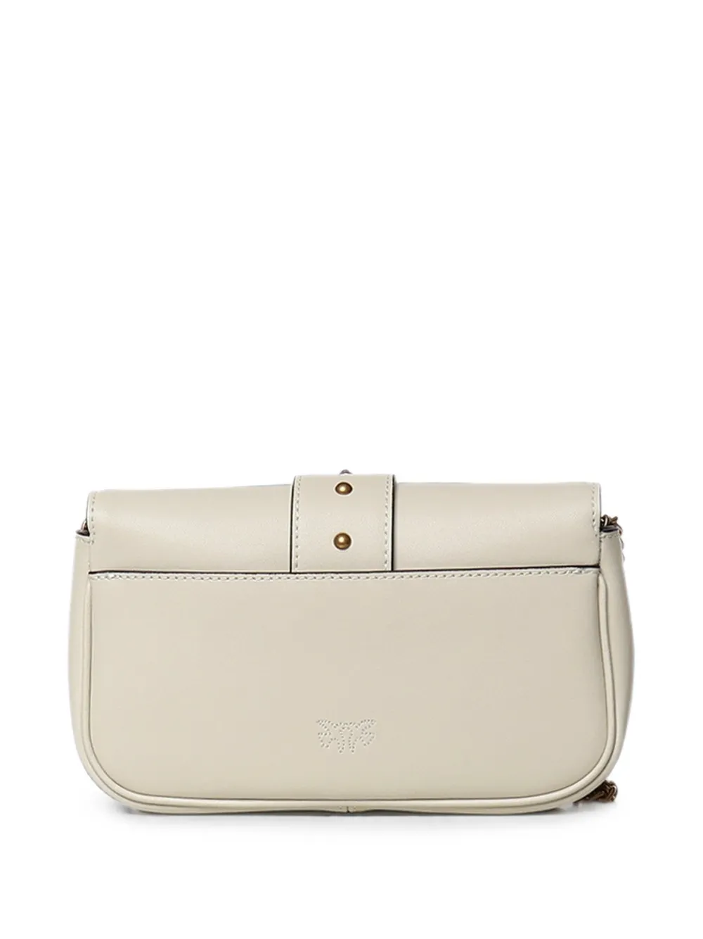 PINKO Kleine Love Bag Pocket leren schoudertas met juwelen gesp Beige