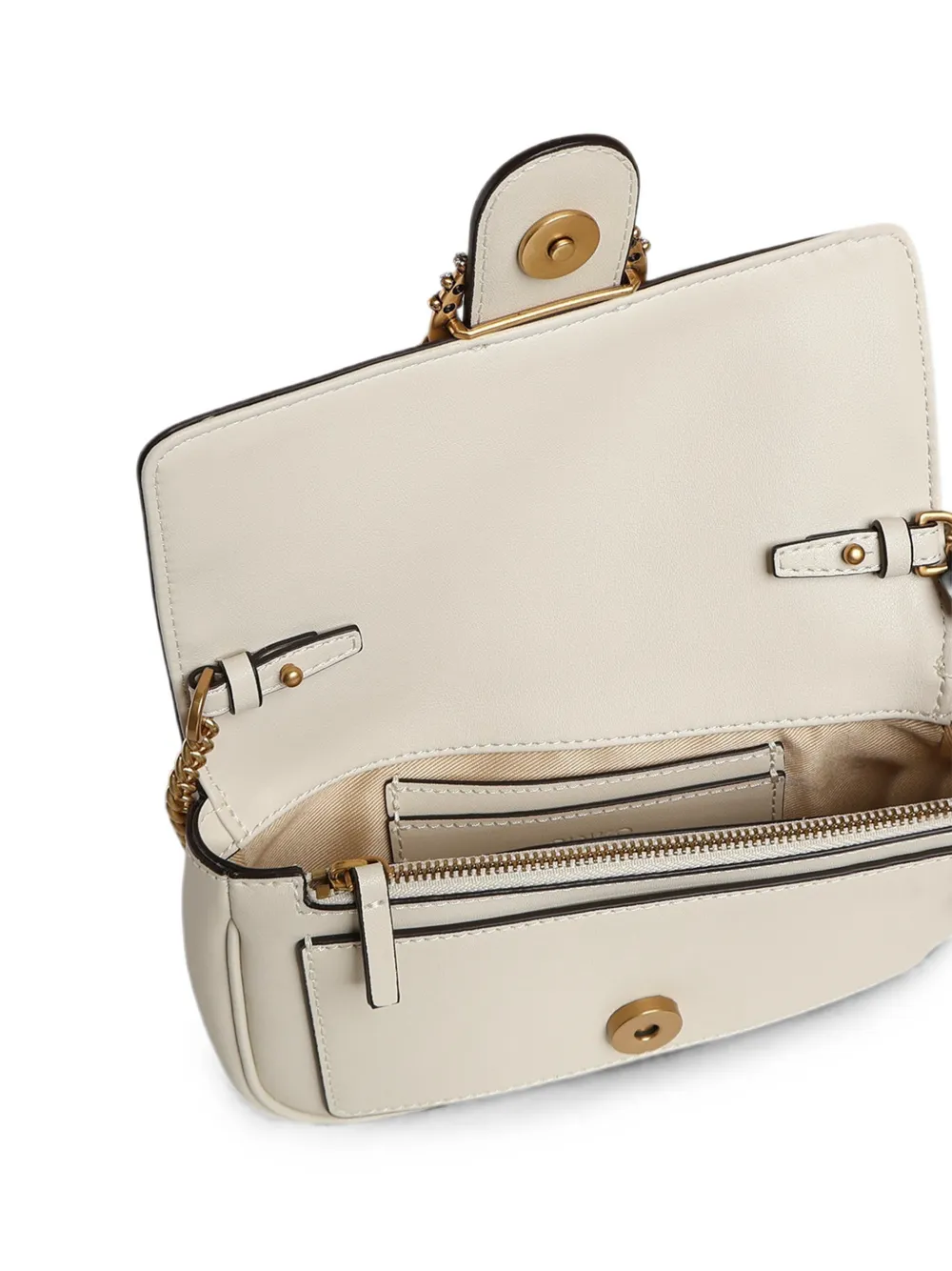 PINKO Kleine Love Bag Pocket leren schoudertas met juwelen gesp Beige