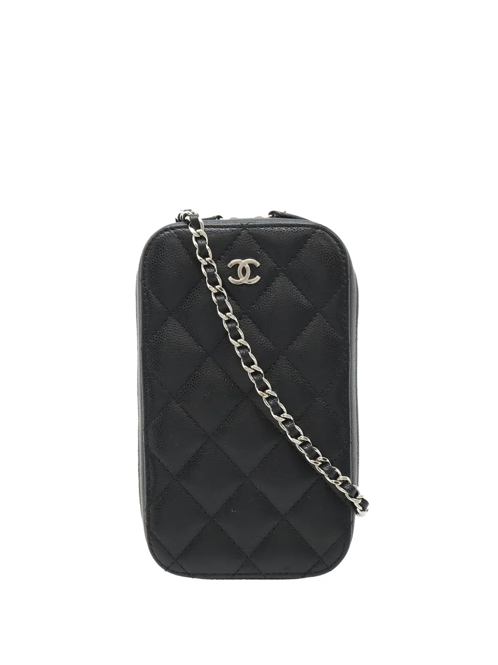 CHANEL Pre-Owned 2021-2026 CC Quilted Caviar Zip Phone Case crossbody bag - Nero
