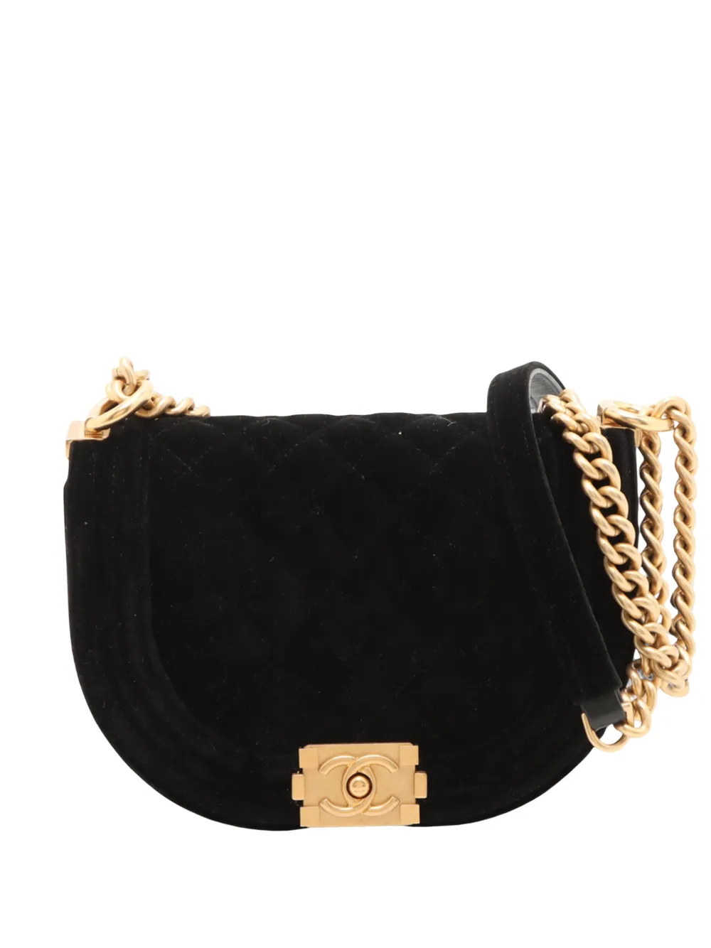 CHANEL Pre-Owned 2021-2026 Small Quilted Velvet Boy Messenger Bag crossbody bag - Nero