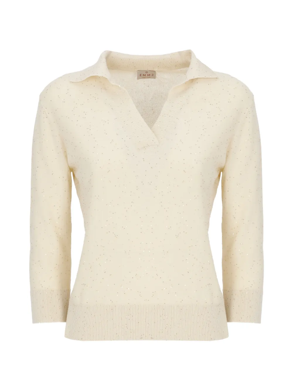 EMME sequin-embellished quarter-sleeved polo-collar T-shirt - Giallo