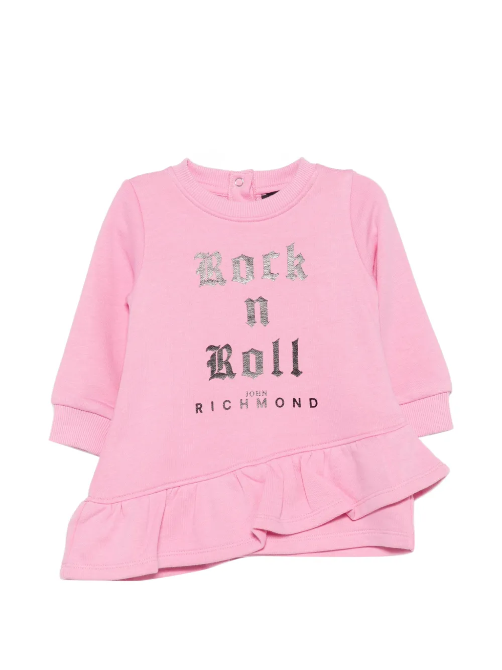 John Richmond Junior ruffled-hem logo-print dress - Rosa