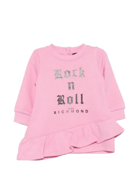 John Richmond Junior ruffled-hem logo-print dress