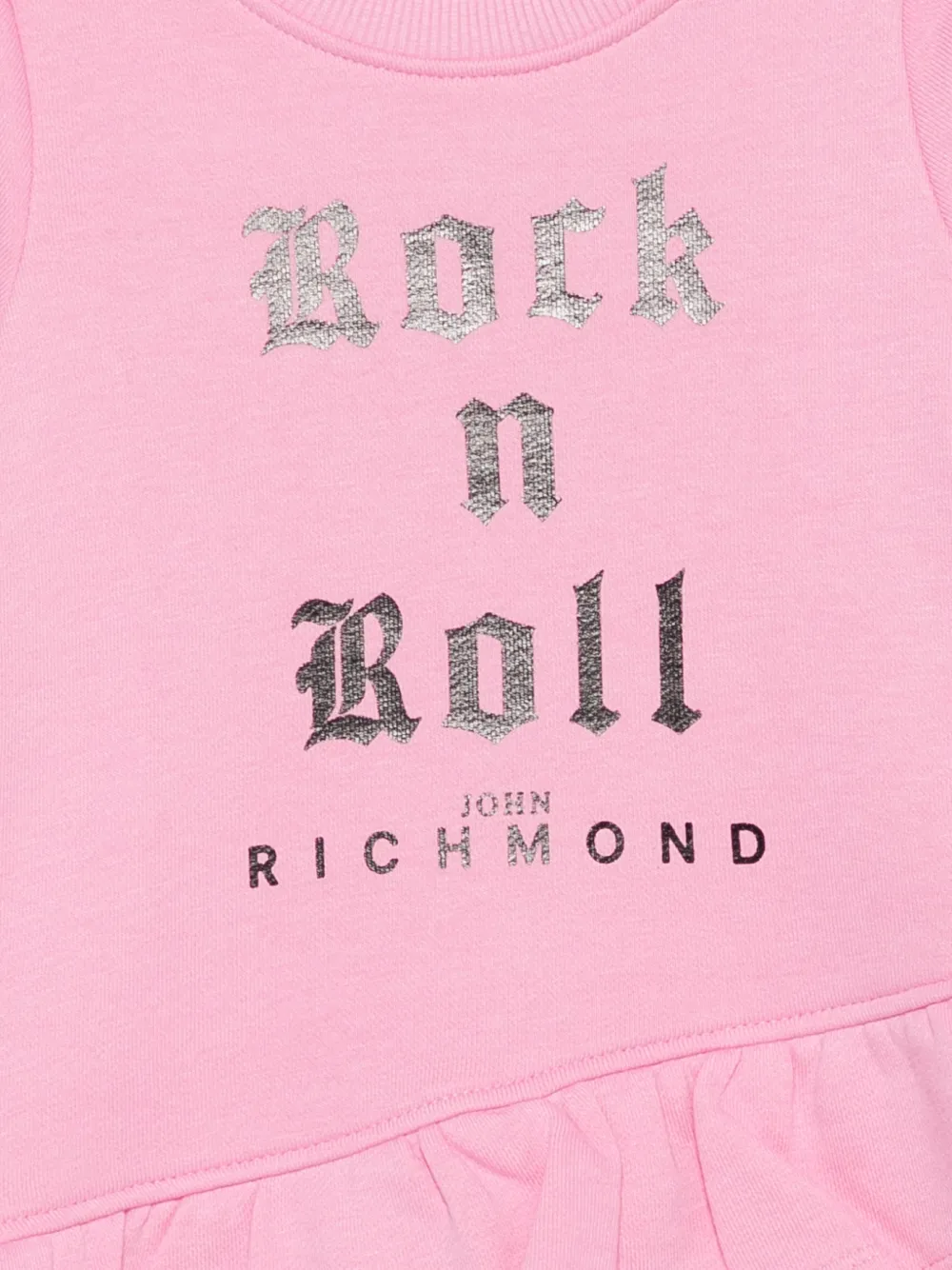 John Richmond Junior Jurk met ruches en logoprint Roze