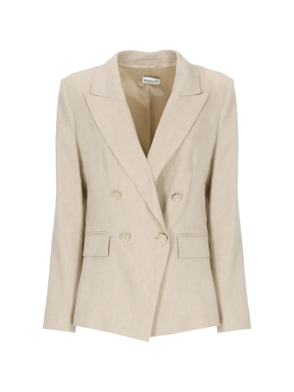 Marella double-breasted peak-lapel jacket - Nude