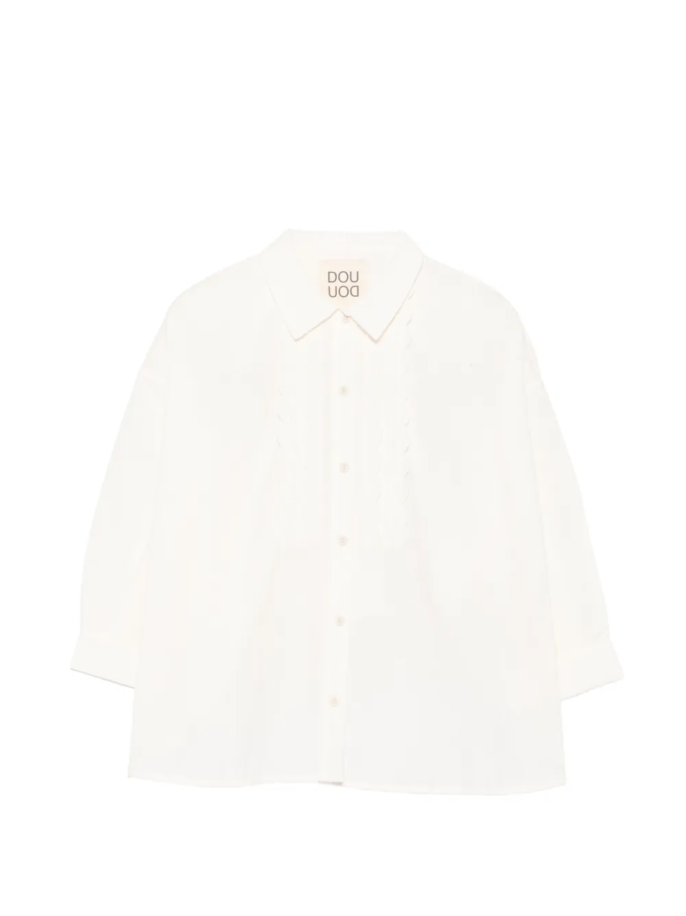 Douuod Kids scalloped-trim long-sleeve shirt - Nude