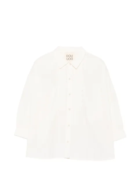 Douuod Kids camisa con ribete festoneado de manga larga